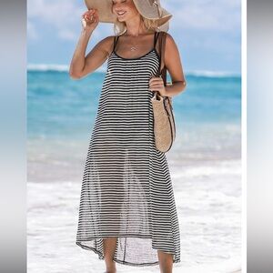 Cupshe Striped Slip Jersey Cover-Up Dress Vacation